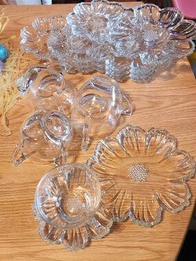 Hazel Atlas "Double Daisy" Vintage TV Snack Set Like New